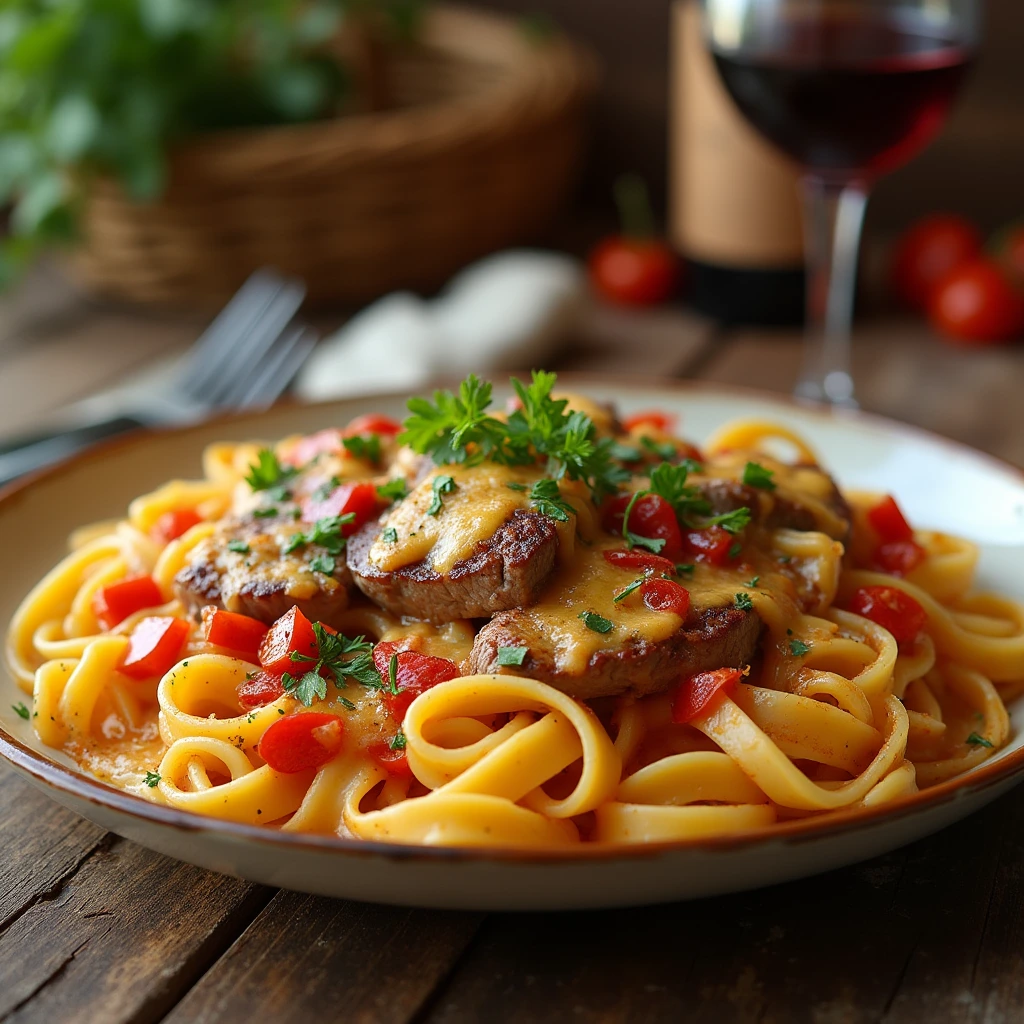 Steak and Cheese Pasta